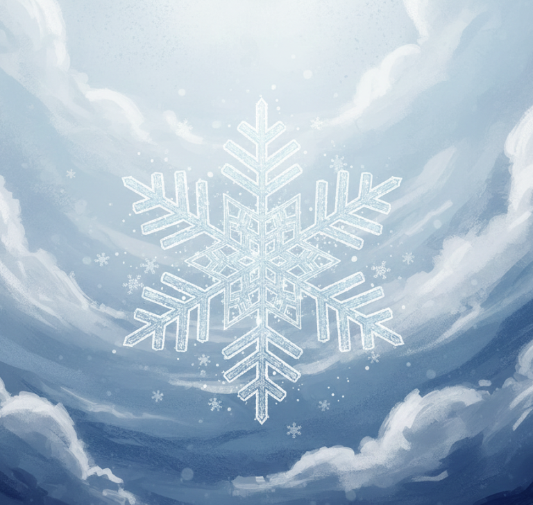 obraz przedstawia śnieżynkę na tle chmury