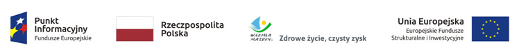 Baner z logo Funduszy Europejskich z lewej strony, flagą Polski i logo Warmii i Mazur w środku oraz flagą Unii Europejskiej z prawej strony