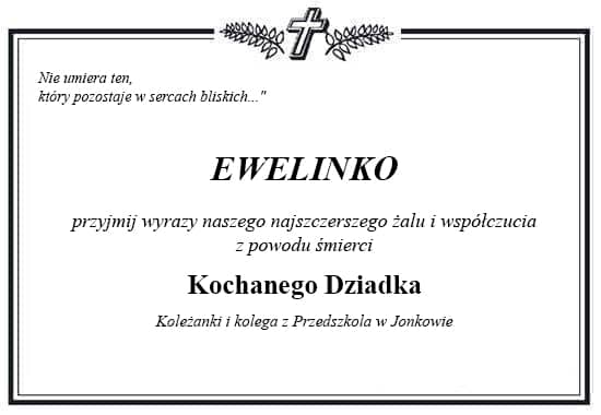 Kondolencje o treści jak we wstępie artykułu.