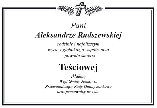 Ramka z kondolencjami o treści jak powyżej.