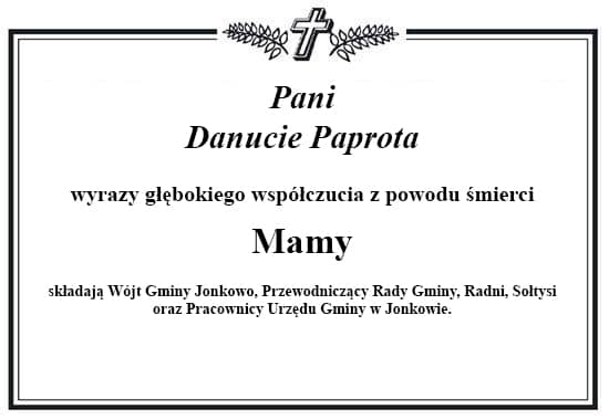 Ramka z kondolencjami o treści jak powyżej.