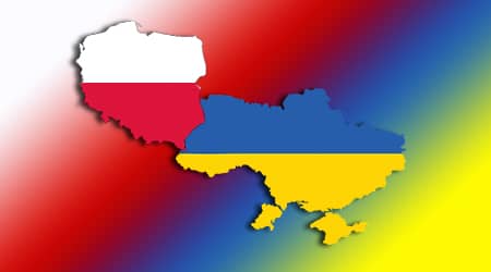 Źródło: UG Jonkowo Grafika z mapami Polski i Ukrainy w barwach narodowych.