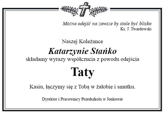 Ramka z kondolencjami o treści jak powyżej.