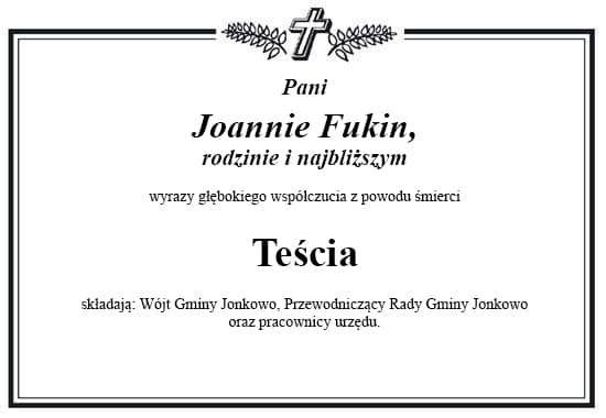 Ramka z kondolencjami o treści jak powyżej.