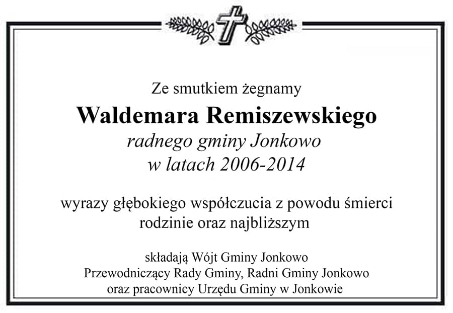 Ramka z kondolencjami o treści jak powyżej.