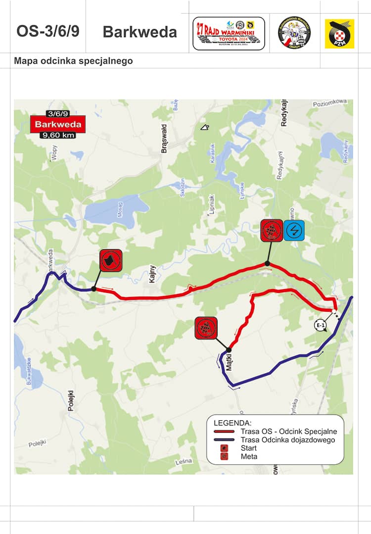 Mapa przejazdu odcinka specjalnego Barkweda.