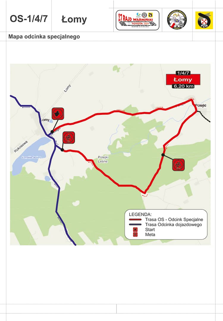 Mapa trasy odcinka specjalnego Łomy