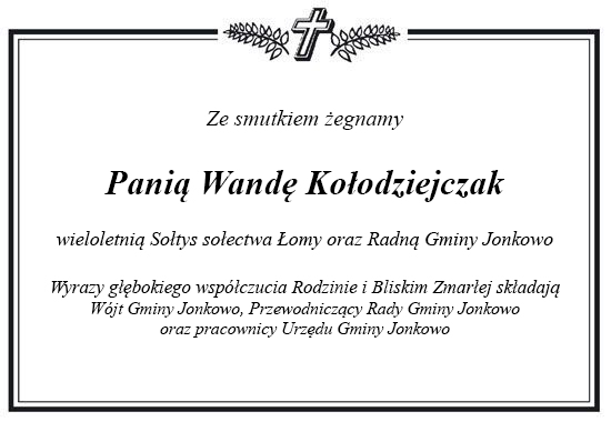 Ramka z kondolencjami o treści jak we wstępie artykułu.