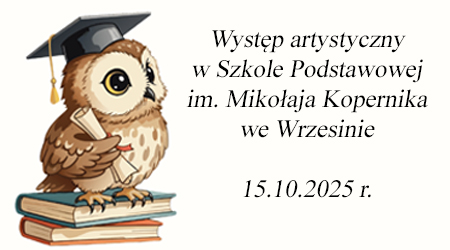 źródło: SP Wrzesina obraz przedstawia sowę i treść zaproszenia szkoły